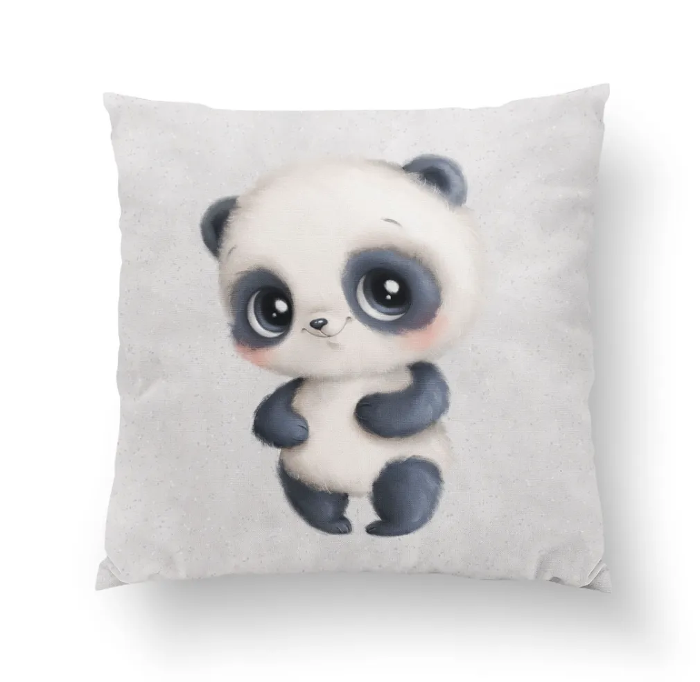 Édes panda szürke prémium párna