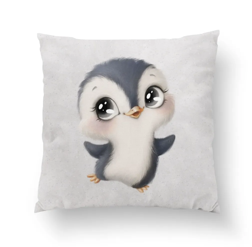 Édes pingvin szürke prémium párna