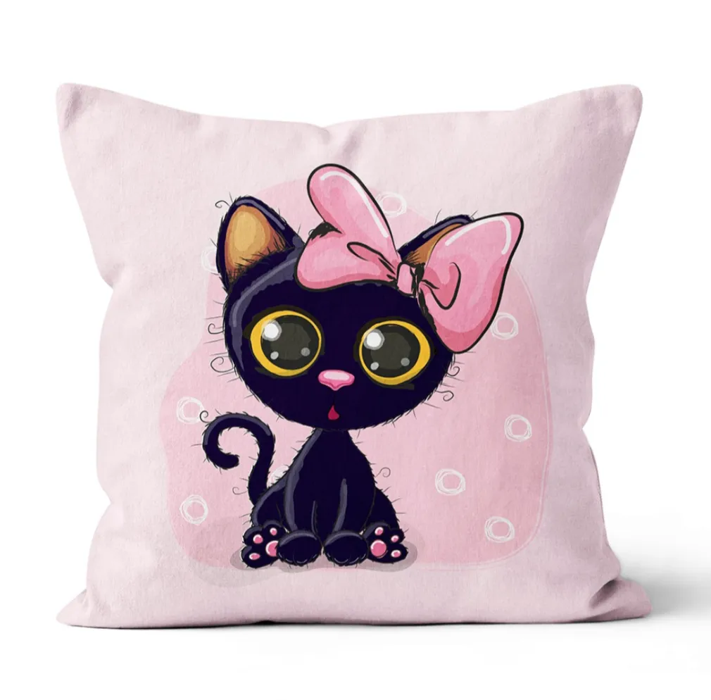 Fekete macska prémium párna