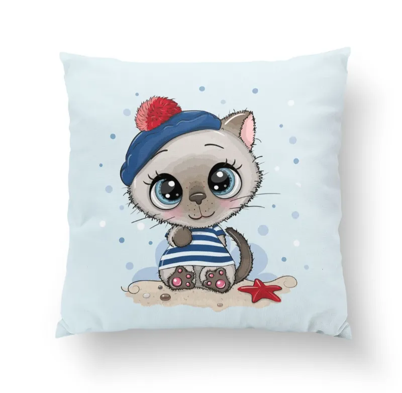 Tengerész cica prémium párna