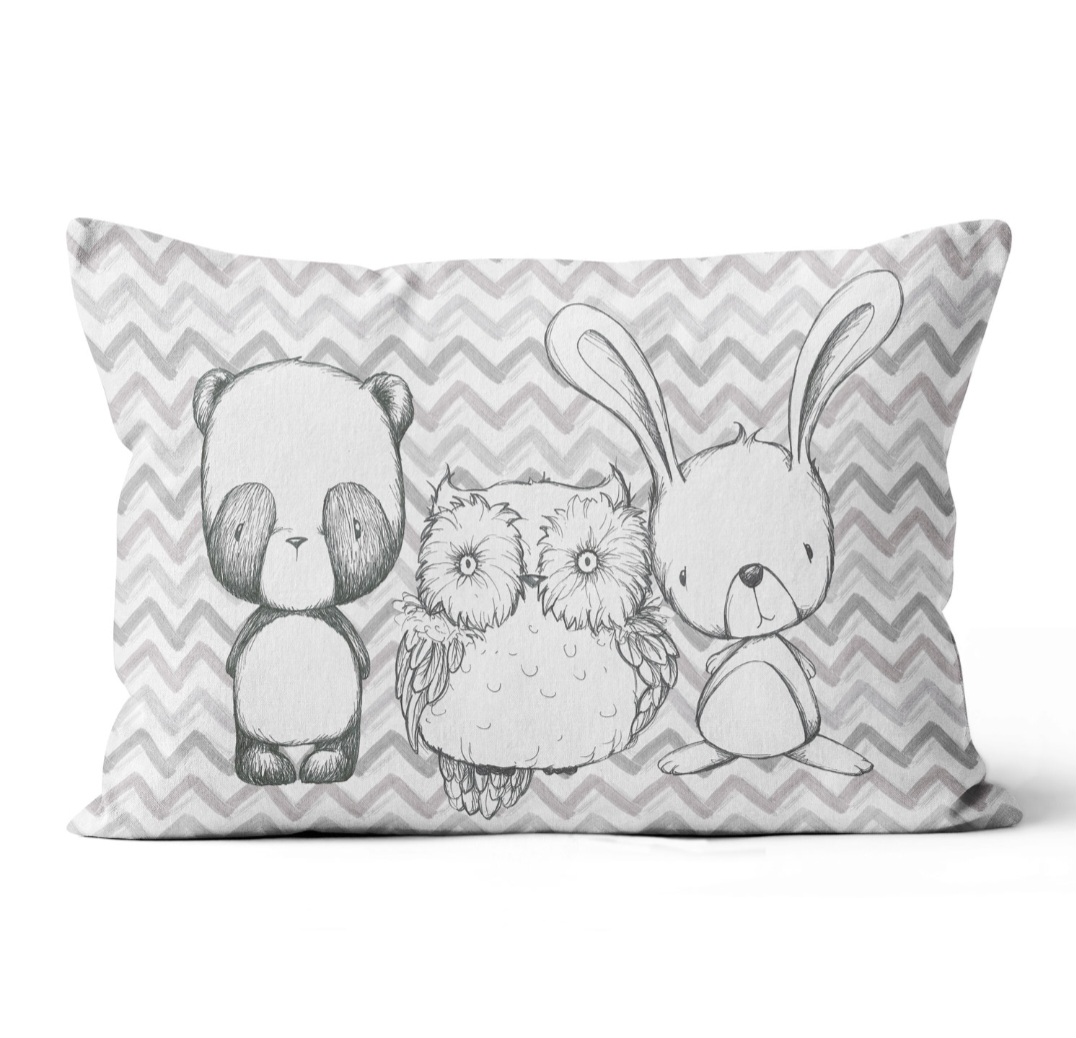 Szürke állatok ovis párna