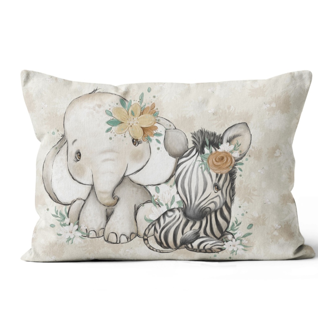 Bébi zebra és elefánt ovis párna
