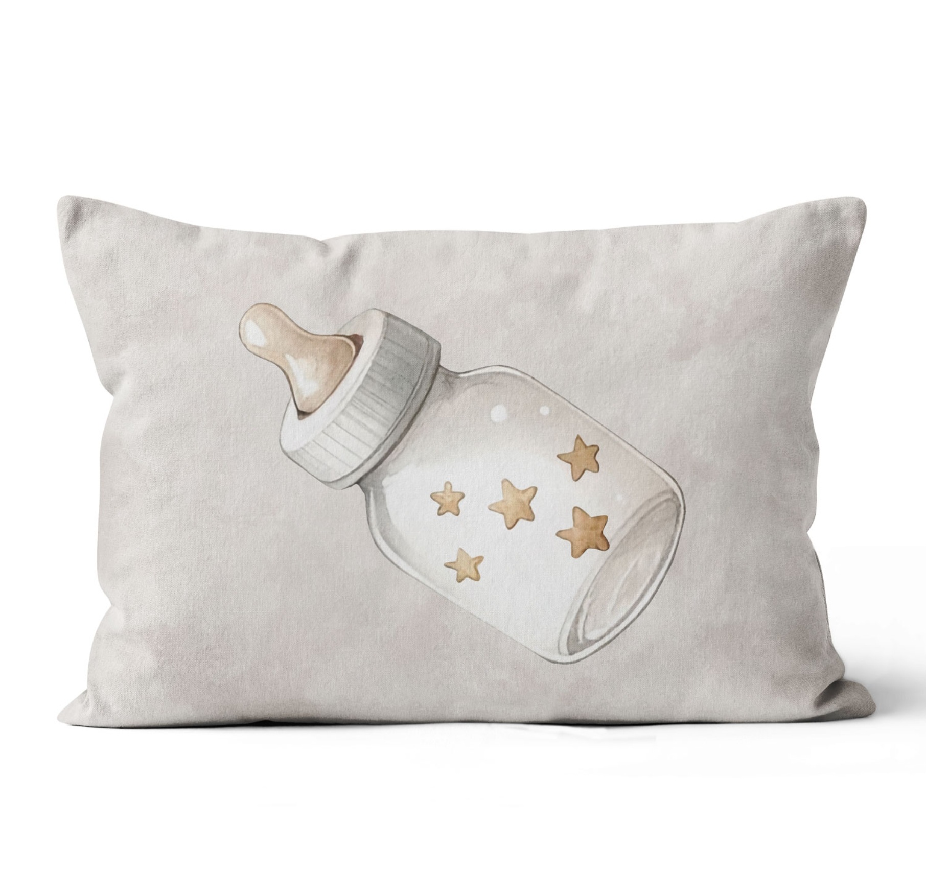 Szép álmokat-cumisüveg csillagokkal ovis párna