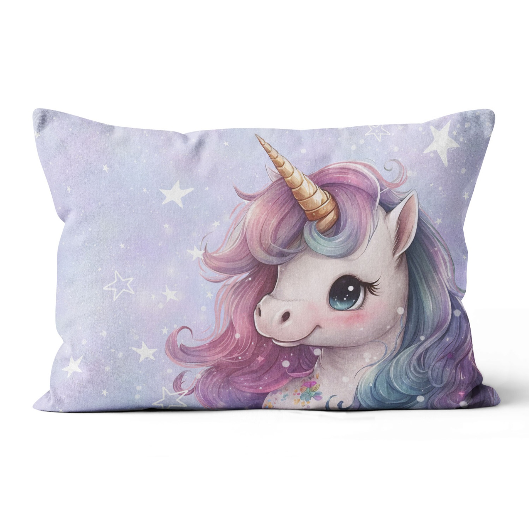 Lila unikornis alvó párna